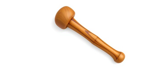Classic cartoon mallet; wooden handle, round head, white background,  playful,  art
