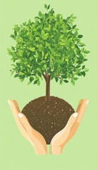 Hands holding a young tree