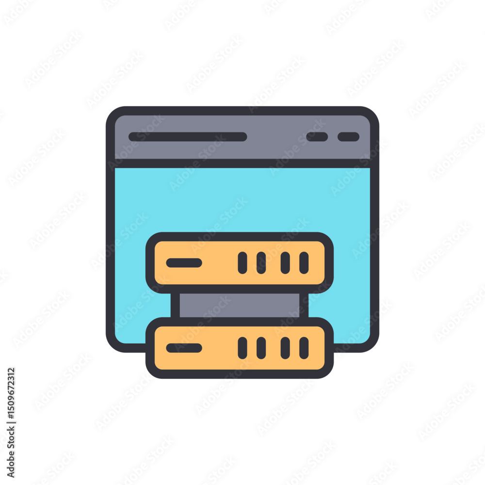 Poster abstract illustration of data servers displayed within a web browser
