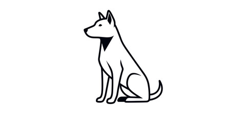 Fototapeta premium Monochrome Line Art Illustration of a Seated Dog in Profile on White Background Clean Graphic