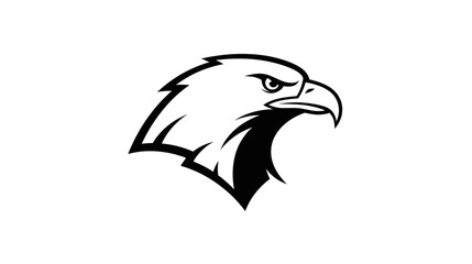 Obraz premium Striking Black and White Eagle Head Illustration with Sharp Features on White Background Showcasing Strength and Determination for Animal Design