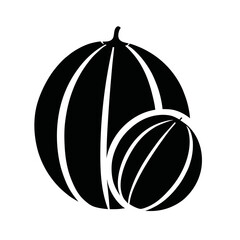 Melon silhouette, vector silhouette of a fruit on a white background