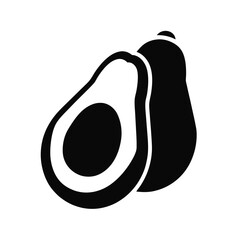 Avocado silhouette, vector silhouette of a fruit on a white background