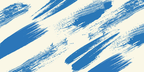 Grunge grainy blue brush stroke with spray texture. Hand drawn distress damaged vintage banner with zigzag bold line. Rough thick brush stroke texture