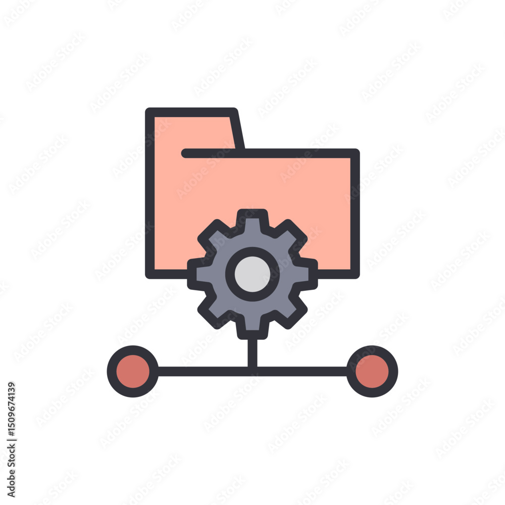 Poster conceptual illustration of data management system with automated folder settings