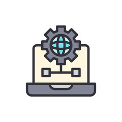 Laptop Displaying Global Connectivity And Network Configuration Icon