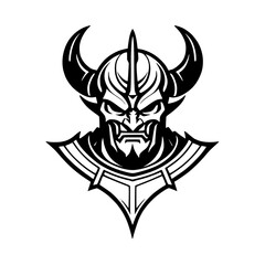 black and white tattoo of devil skull