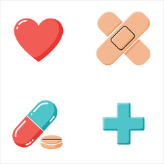 Set 4 icon vector medical health isolated colour in white background. for bussines or logo.