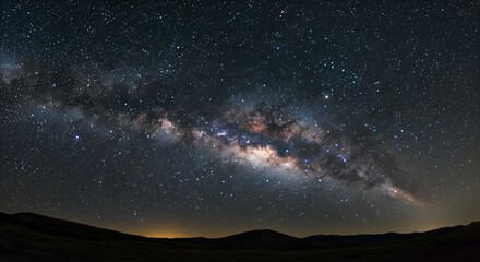 Fototapeta premium Majestic Milky Way Galaxy at Night Astrophotography Landscape