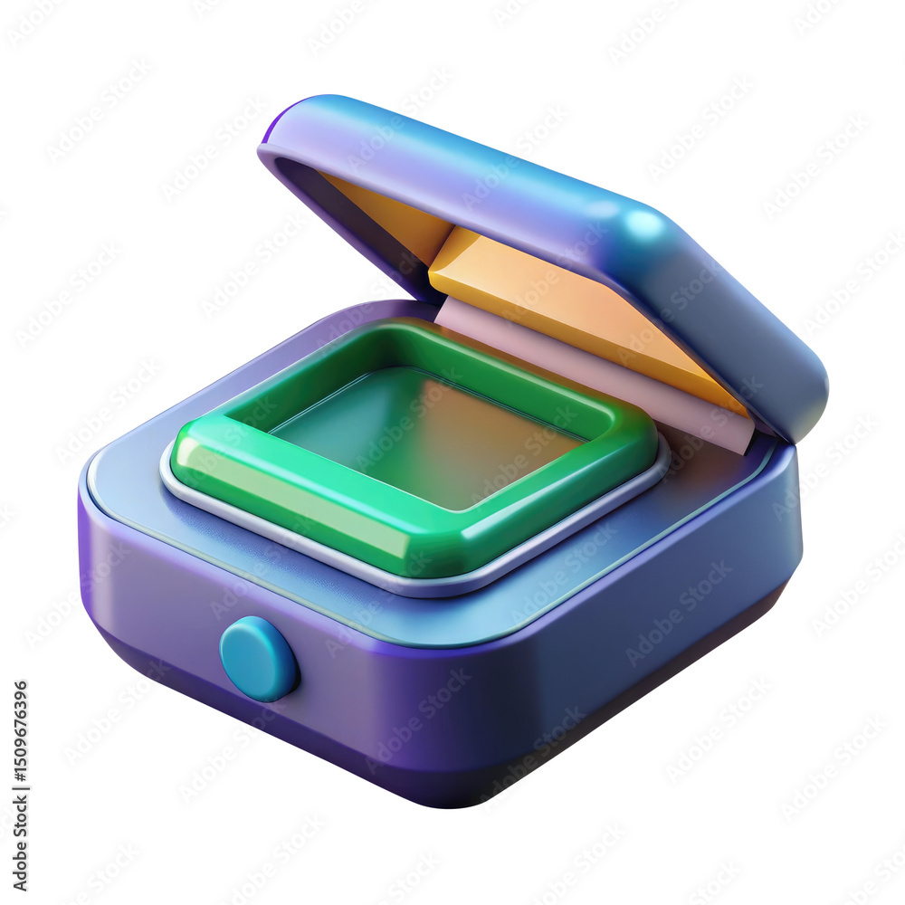 Canvas Prints document scanner with open lid and glossy surface in modern 3d icon in cartoon plastic style minimal