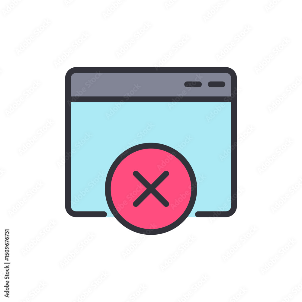 Poster simple web page error message icon on transparent background