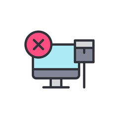 Malfunctioning Computer Symbolizing System Error Or Connectivity Issues