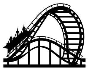 Roller Coaster Silhouette Vector & Amusement Park Ride SVG Clipart