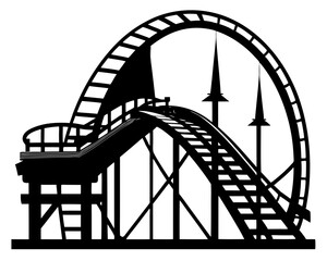 Roller Coaster Silhouette Vector & Amusement Park Ride SVG Clipart