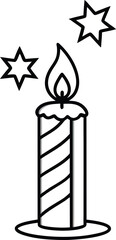 Line art candle with flame for national holiday
