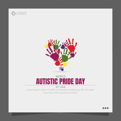 Naklejka premium Autistic Pride Day, observed annually on June 18th, celebrates the unique identities and contributions of autistic individuals.