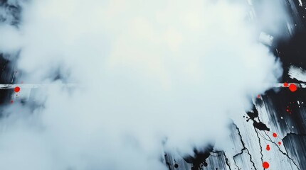 Dynamic explosion in snow background with red accents