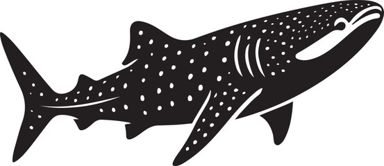 Whale shark silhouette elegant black white, Gentle giant fish in clean outline © jakircreativedesign