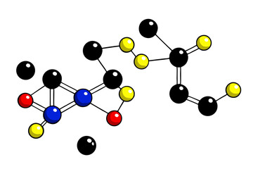 Obraz premium Colorful atomic molecular structure displaying chemical bonds on a transparent background