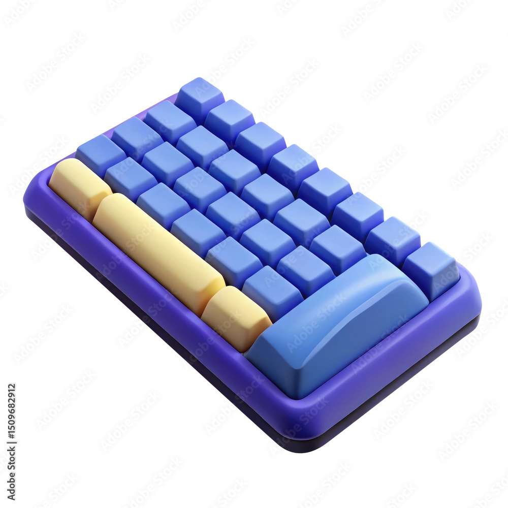 Canvas Prints colorful keyboard with keys in modern rounded design 3d icon in cartoon plastic style minimal isolat
