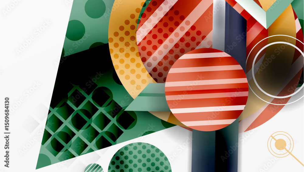 Leinwandbilder Abstract geometric composition. Overlapping shapes, vibrant colors, modern design. Patterns create dynamic visual experience.