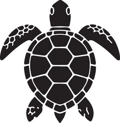 Obraz premium Sea turtle silhouette black ocean shape, Calm turtle black illustration style