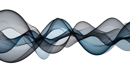 Abstract blue smoke wave design isolated on transparent background