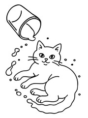 Spilled Milk Cat Cute Cat Doodle Art