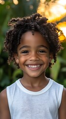 Smiling child, outdoor portrait