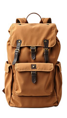 Stylish tan backpack with leather accents