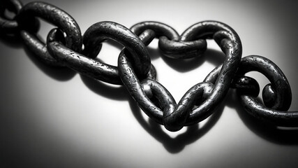 Obraz premium Heart Shaped Chain A Symbol of Love, Bondage, and Strength