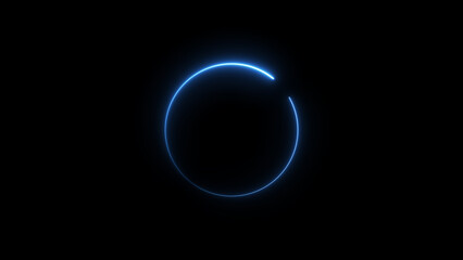 Abstract beautiful blue line loading circle illustration. black background HD 4k illustration.
