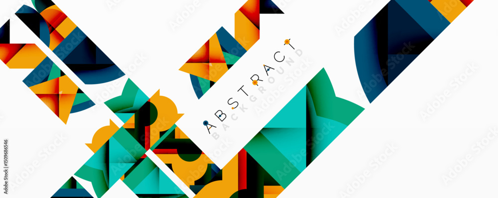 Poster geometric shapes, vibrant colors, modern design. abstract background with overlapping triangles, squ