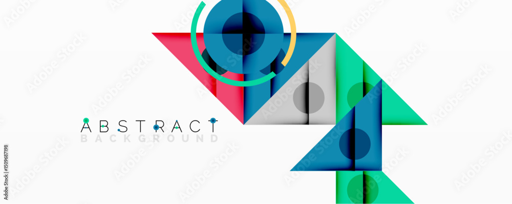 Poster modern abstract design. geometric shapes overlap, creating vibrant color gradients. clean lines, min