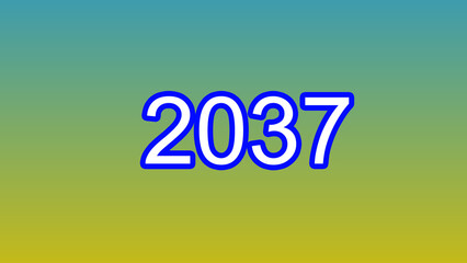 New Year 2037 illustration. 2037 number text yellow and green background illustration. and creating a stunning 4k illustration.