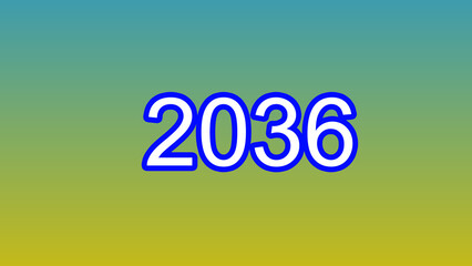 New Year 2036 illustration. 2036 number text yellow and green background illustration. and creating a stunning 4k illustration.