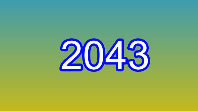 New Year 2043 illustration. 2043 number text yellow and green background illustration. and creating a stunning 4k illustration.