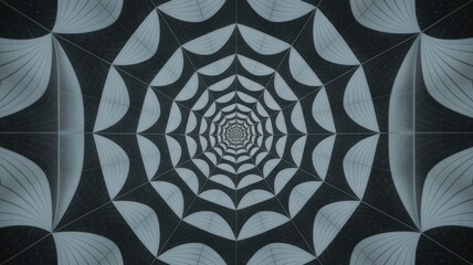 Hypnotic Monochromatic Web Tunnel Illusion with Repeating Geometric Patterns