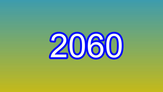 New Year 2060 illustration. 2060 number text yellow and green background illustration. and creating a stunning 4k illustration.
