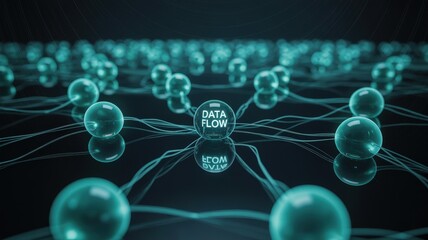 Interconnected Spheres Illustrating Digital Data Flow Network Technology and Communication Pathways