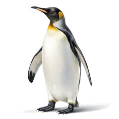 Fototapeta premium A full-body emperor penguin standing upright with a clean, smooth appearance and detailed feathers.