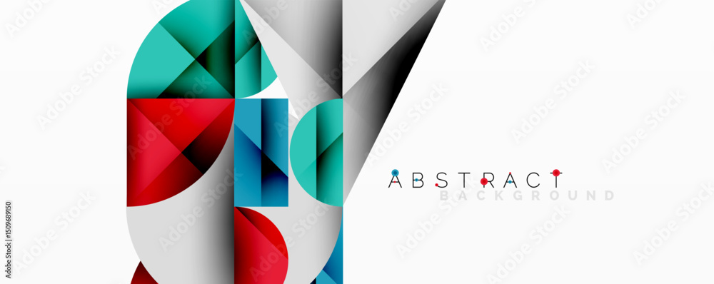 Aufkleber modern geometric design. overlapping shapes create dynamic visual effect. red, blue, teal hues domin