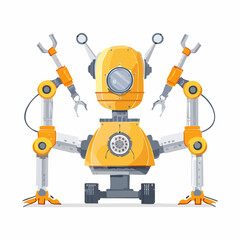 Detailed robotic parts drawn in vector style—ideal for building custom bots or sci-fi characters.