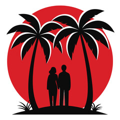 Valentine s day silhouettes line art vector design