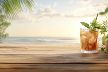 Iced Tea on Beach Table