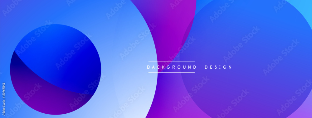 Fototapete Abstract gradients overlap creating vibrant visual effect. Modern design elements suggest technology, innovation. Background features blue, purple hues.