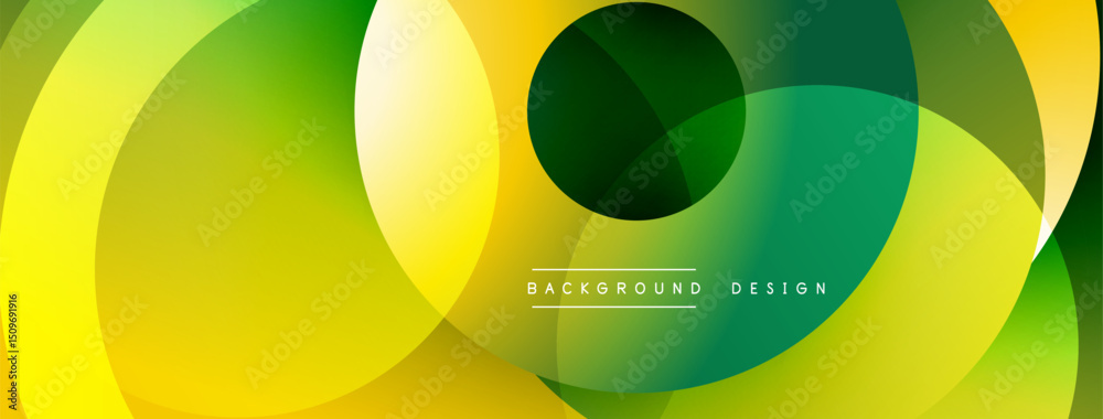 Leinwandbilder abstract vibrant circles overlap creating dynamic gradient background. yellow, green hues dominate d