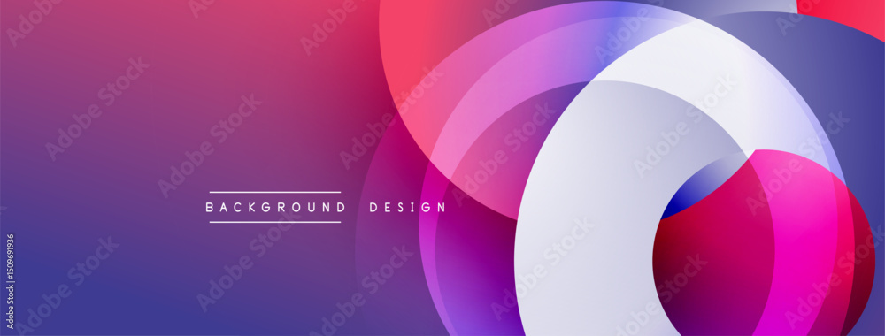 Poster Abstract gradient background. Overlapping circles create dynamic visual effect. Modern design elements present vibrant color scheme.