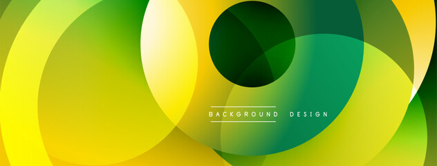 Fototapeta premium Abstract vibrant circles overlap creating dynamic gradient background. Yellow, green hues dominate design, modern aesthetic.