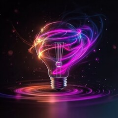 Illuminated lightbulb with swirling energy